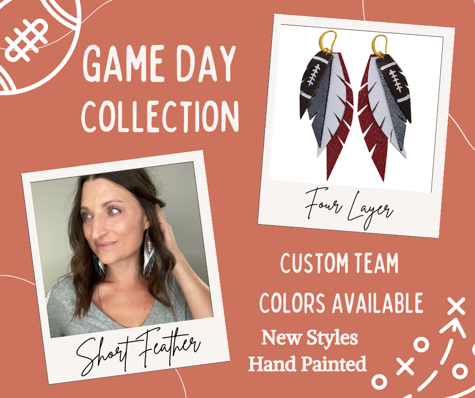 Game Day Genuine Leather Earring Collection - Handcrafted Hand Painted