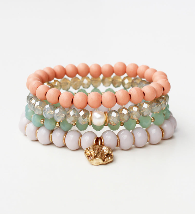 Aleya Bracelet Set - Coral-Bracelets-Wholesale-Boutique-Clothing-Accessories