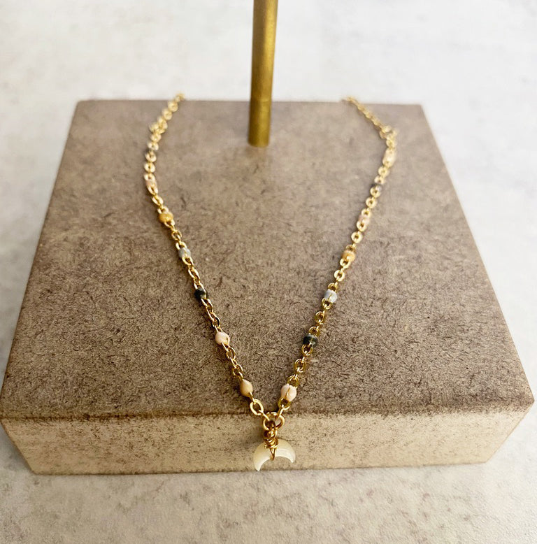 Aria Metal Bracelet with Horn - Gold Neutral Multi-Bracelets-Wholesale-Boutique-Clothing-Accessories