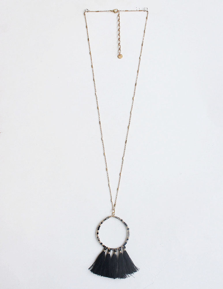Nyla Tassel Necklace - Black-Necklaces-Wholesale-Boutique-Clothing-Accessories