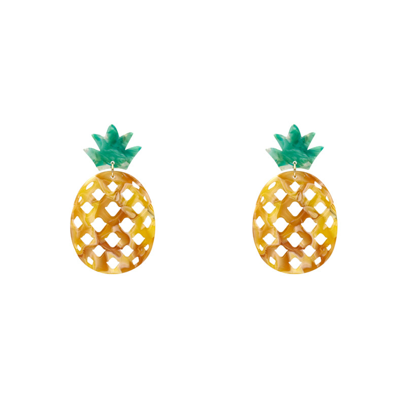 Pineapple - Yellow-Earrings-Wholesale-Boutique-Clothing-Accessories