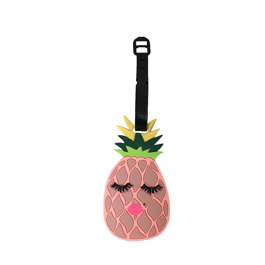Pineapple with Lashes Luggage Tag - Pink-Luggage Tag-Wholesale-Boutique-Clothing-Accessories