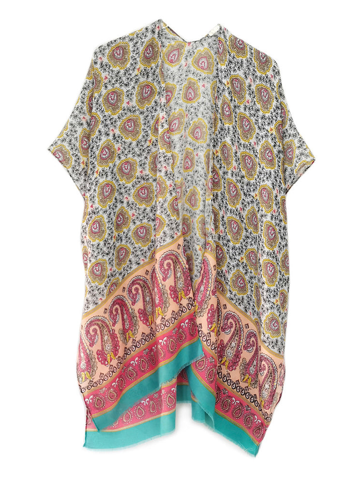 Zoe Paisley Print Kimono - Pink-Wholesale Apparel-Wholesale-Boutique-Clothing-Accessories