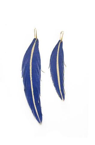 Short Feather Leather Earring - Rose Gold Painted-Short Feather Leather Earrings-Wholesale-Boutique-Clothing-Accessories